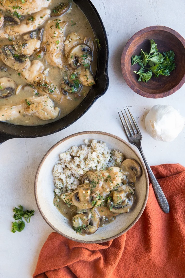 Serve mushroom chicken with brown rice or noodles