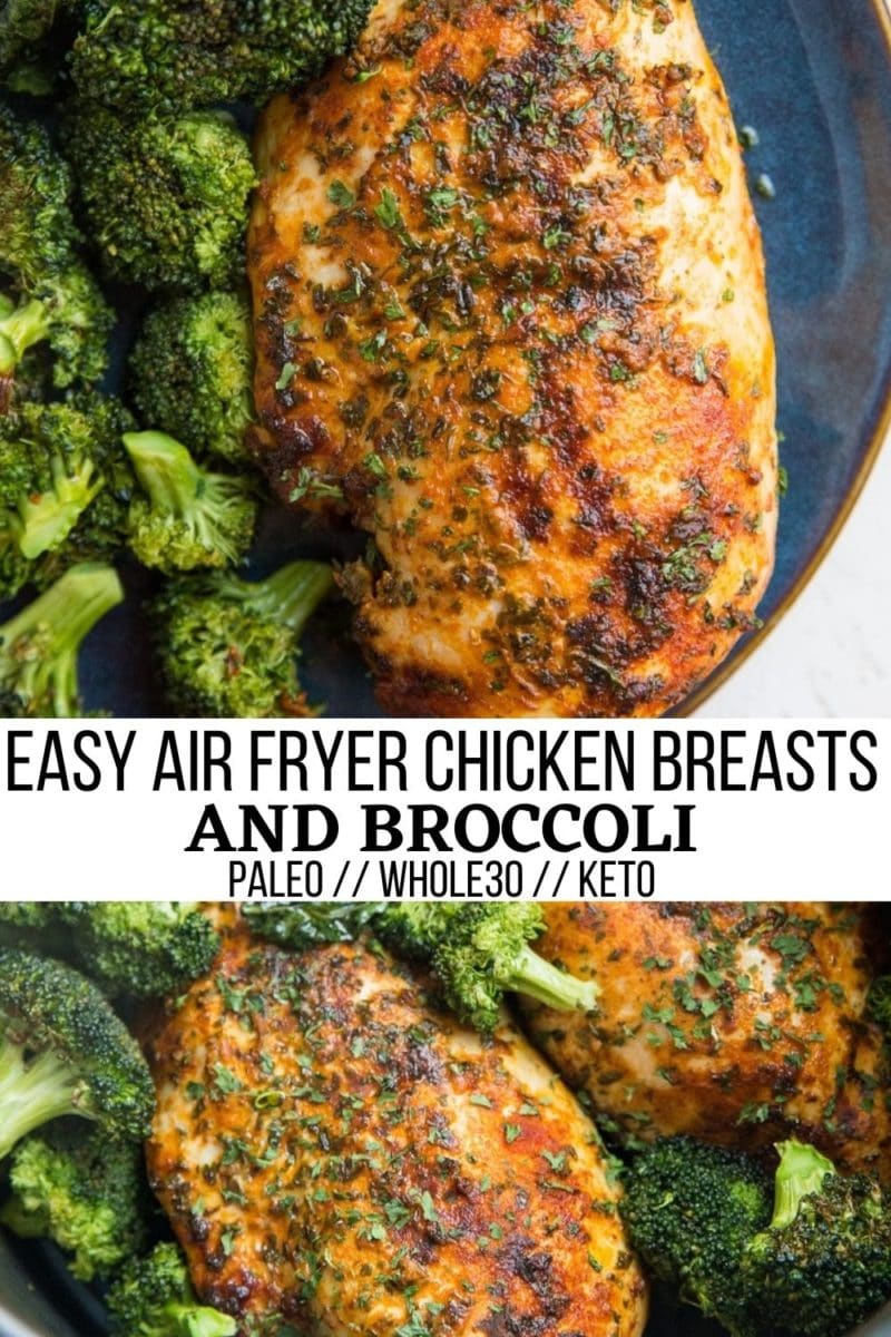 Air Fryer Chicken Breast and Broccoli - an easy high protein low fat meal, ideal for busy weeknights.