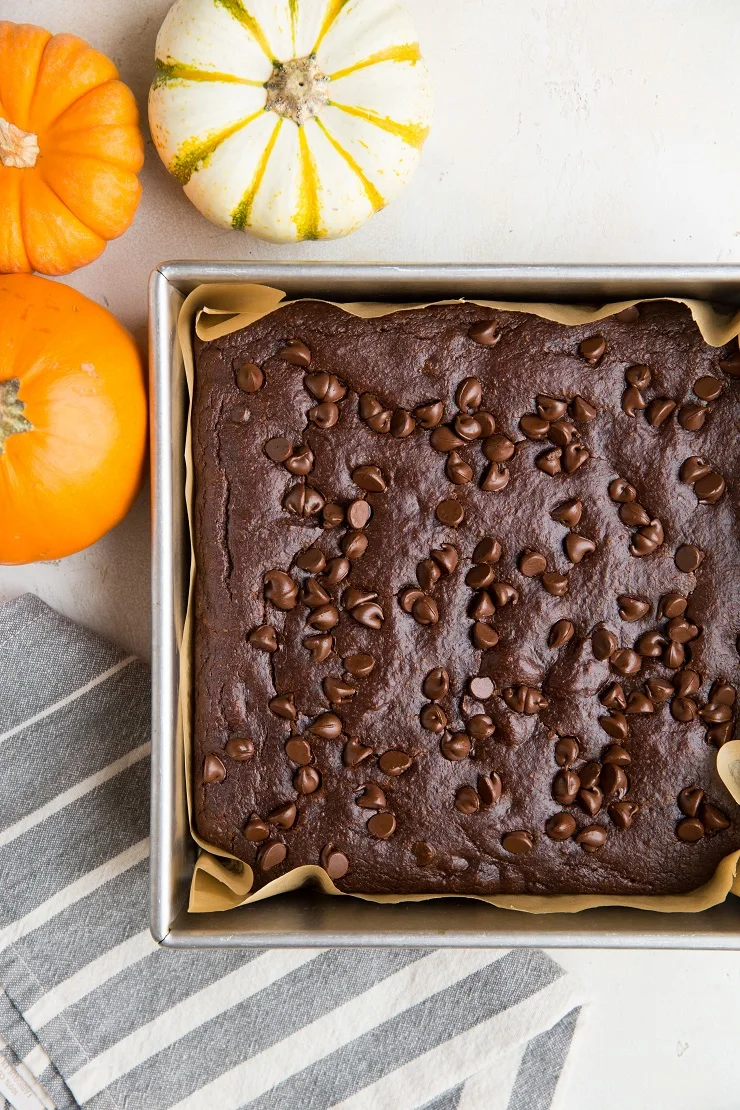Pumpkin Brownies made gluten-free, dairy-free, and refined sugar-free for a healthier treat.