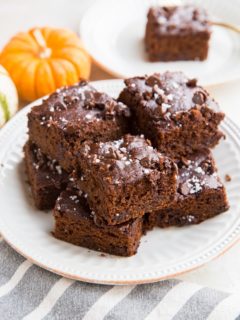 Flourless Rolled Oat Pumpkin Brownies made refined sugar-free, dairy-free, and healthier. A magically delicious dessert or snack!