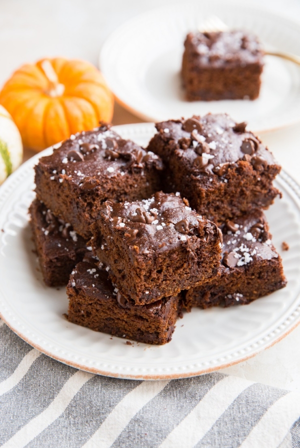 Flourless Rolled Oat Pumpkin Brownies made refined sugar-free, dairy-free, and healthier. A magically delicious dessert or snack!