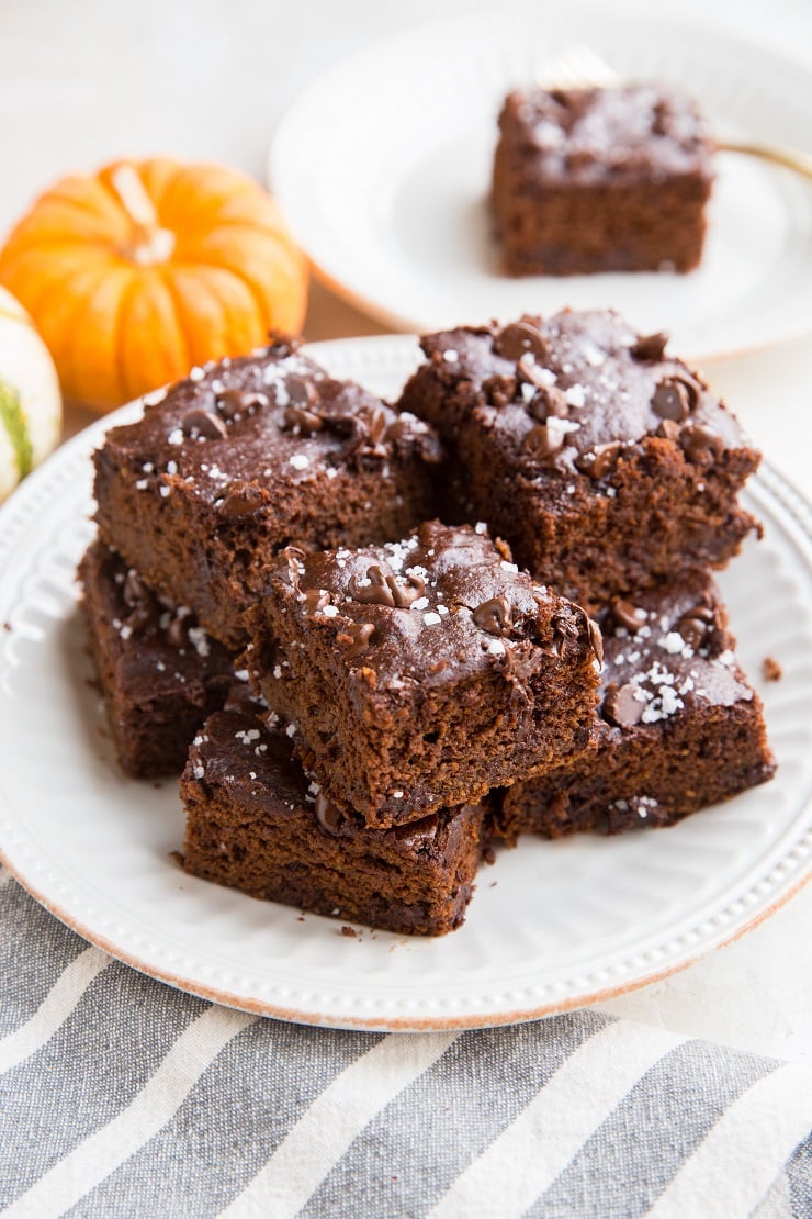 Flourless Rolled Oat Pumpkin Brownies made refined sugar-free, dairy-free, and healthier. A magically delicious dessert or snack!