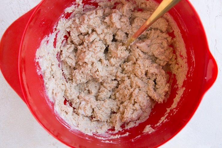 Mix the ingredients for the cobbler topping