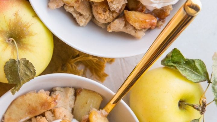 Dairy-Free Gluten-Free Apple Cobbler made with a few basic ingredients! A healthier cobbler recipe.