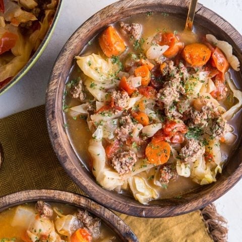 Ground Beef and Cabbage Stew made with 10 simple ingredients. A healthy, filling meal!