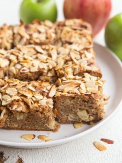 Slices of apple cake on a plate