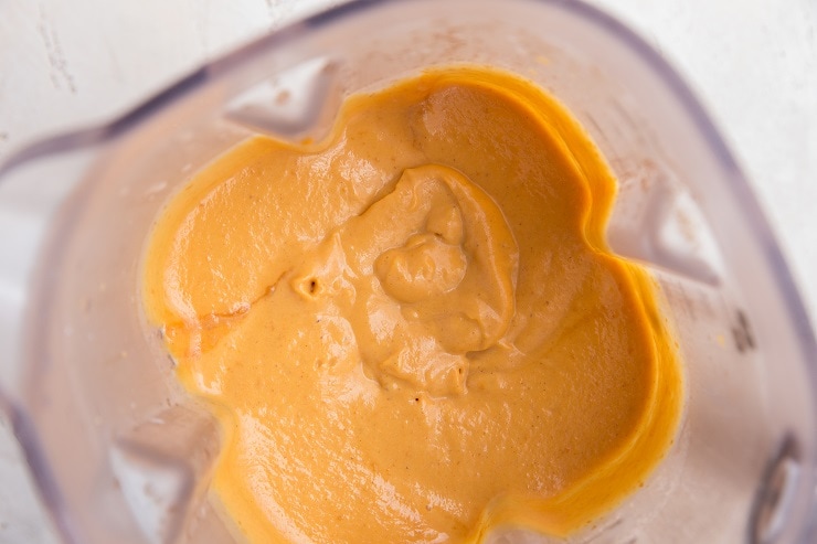 Pumpkin pie filling in a blender