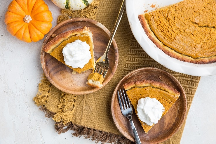 Paleo Pumpkin Pie with coconut flour pie crust