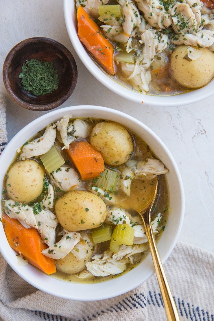 Instant Pot Chicken Stew - an easy, ultra comforting healthy dinner recipe ready in less than 30 minutes!