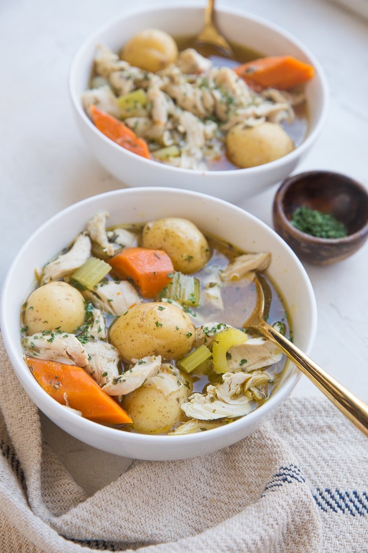 Instant Pot Chicken Stew - an easy, ultra comforting healthy dinner recipe ready in less than 30 minutes!