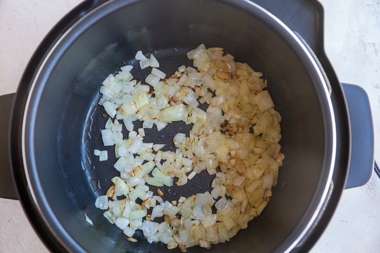 Saute the onion in the instant pot
