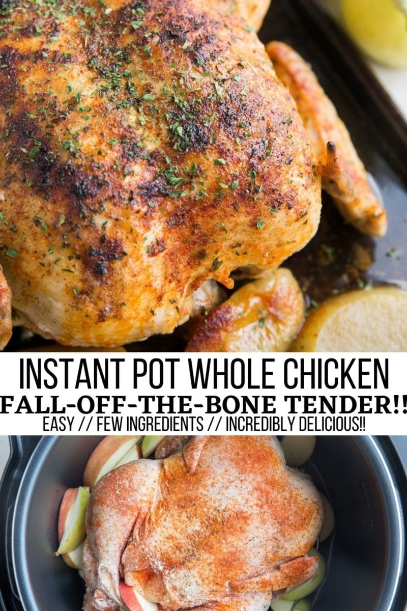 Amazing Instant Pot Whole Chicken - fall-off-the-bone tender and juicy perfect chicken made very easily in the Instant Pot!