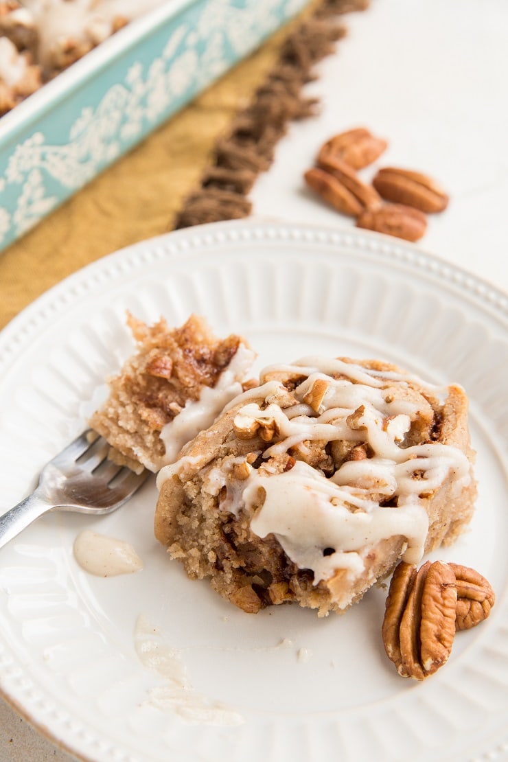 Gluten-Free Vegan Cinnamon Rolls with pecans - dairy-free, egg-free, refined sugar-free