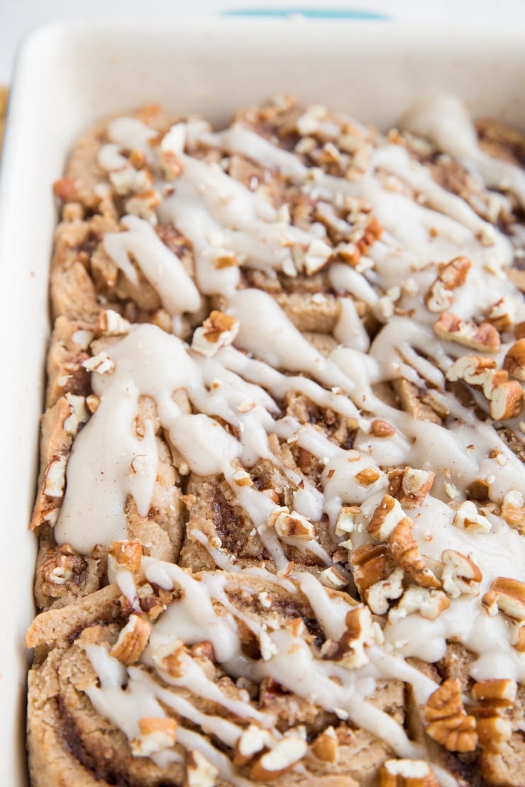 Maple Pecan Vegan Cinnamon Rolls - gluten-free, dairy-free, egg-free cinnamon roll recipe that is loaded with delicious flavors!