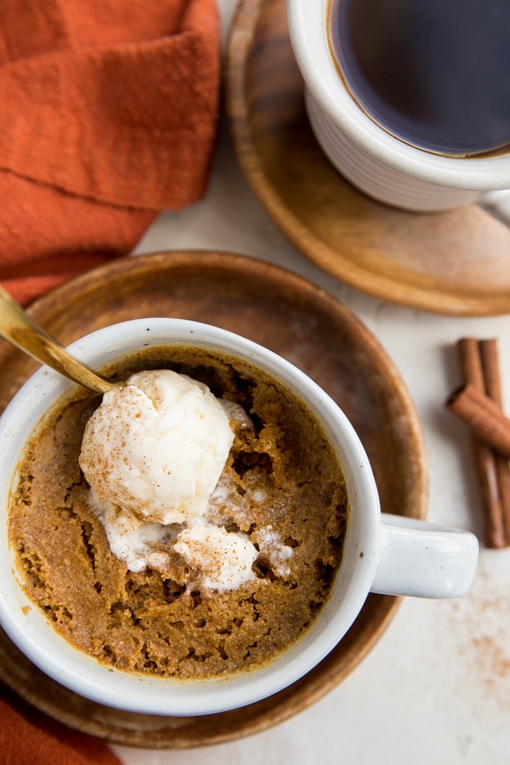 Grain-Free Gingerbread Mug Cake - refined sugar-free, dairy-free, healthier paleo mug cake recipe