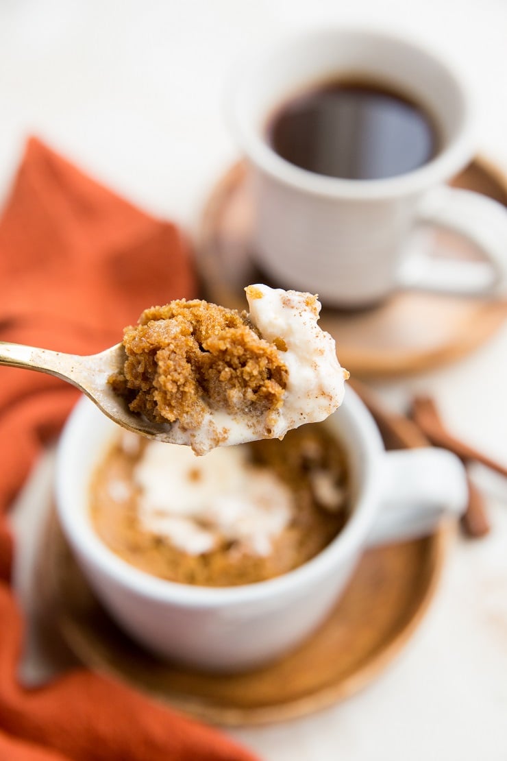 Healthy Gingerbread Mug Cake made paleo friendly, gluten-free, dairy-free and refined sugar-free