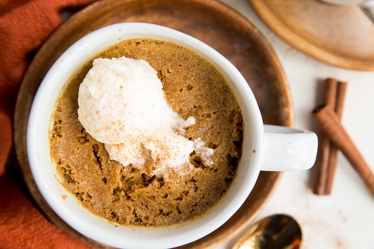 Paleo Gingerbread Mug Cake - grain-free, refined sugar-free, dairy-free, healthy mug cake recipe