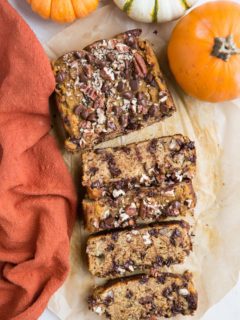 Paleo Pumpkin Banana Bread - grain-free, nut-free, dairy-free, refined sugar-free, moist, fluffy healthy banana bread