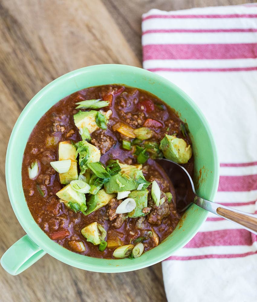 This hearty, smoky chili has become my go-to recipe for a weeknight chili. I love the extra flavor BBQ sauce adds!