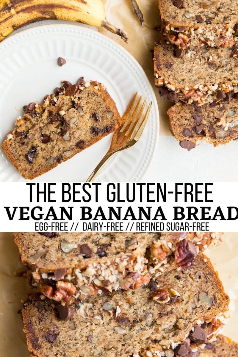 Gluten-Free Vegan Banana Bread - moist, fluffy, gluten-free, dairy-free, egg-free, refined sugar-free banana bread!