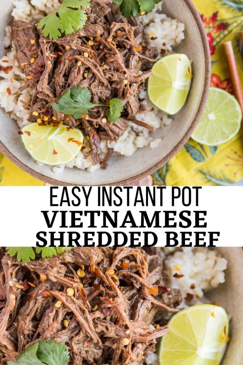 Vietnamese Shredded Beef made in the pressure cooker. Easy, huge on flavor and so tender and delicious