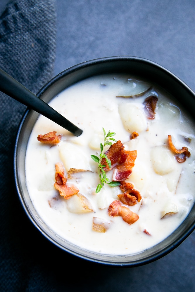 Gluten-Free Dairy-Free Clam Chowder with Bacon