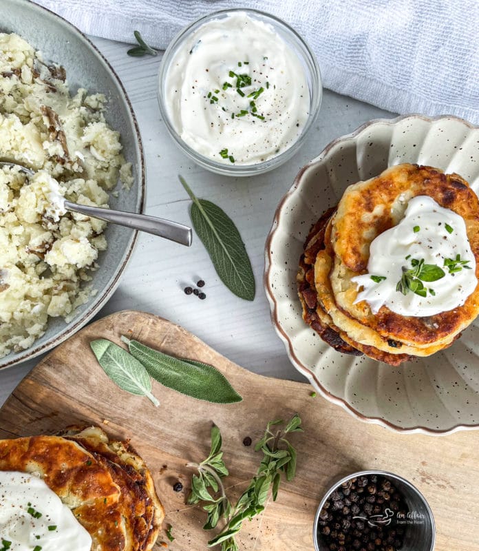 One of the best parts of mashed potatoes is using the leftovers to make these beautiful mashed potato cakes ;)