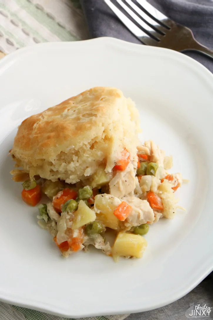 You can't go wrong with this delicious and hearty Skillet Turkey Pot Pie with Biscuit Topping recipe! It's easy to make and a great way to use up leftover turkey. Use gluten-free or grain-free biscuits to keep the recipe GF!