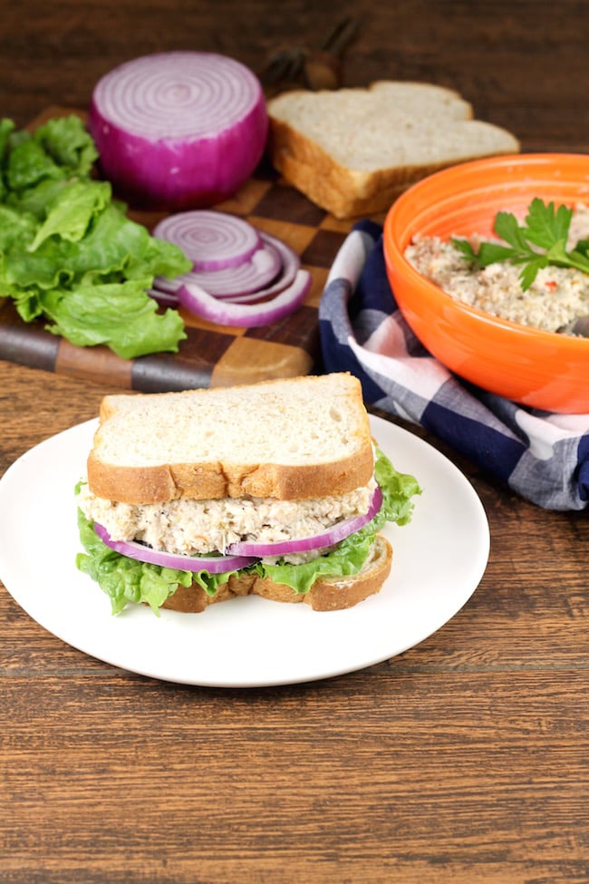 Take your leftover Thanksgiving turkey to the next level with this best ever Turkey Salad! With just 5 ingredients, this simple sandwich spread is going to make you look forward to the leftovers! Turn it into a sandwich or wrap using your favorite bread or tortilla!