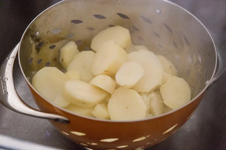 Boil the potatoes until soft for mashed potatoes
