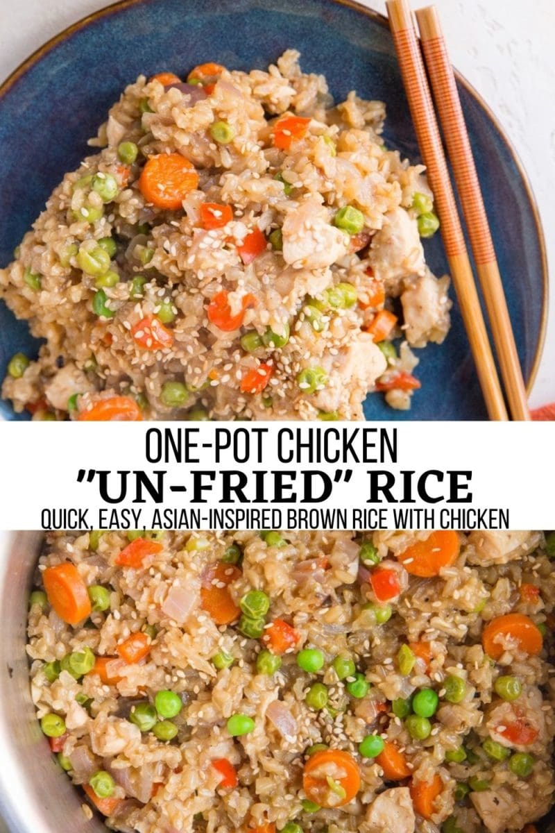 One-Pot Chicken "Un-Fried" Rice - a healthy easy meal made in one pot that tastes like Asian-inspired fried rice.