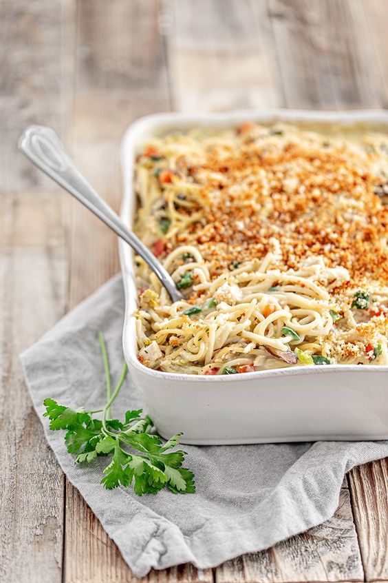 Green Chili Turkey Tetrazzini - a pasta casserole using leftover turkey