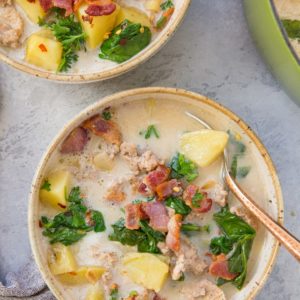 Healthy Dairy-Free Paleo Zuppa Toscana made on the stove top, in the Instant Pot, or Slow Cooker. An easy healthy soup recipe