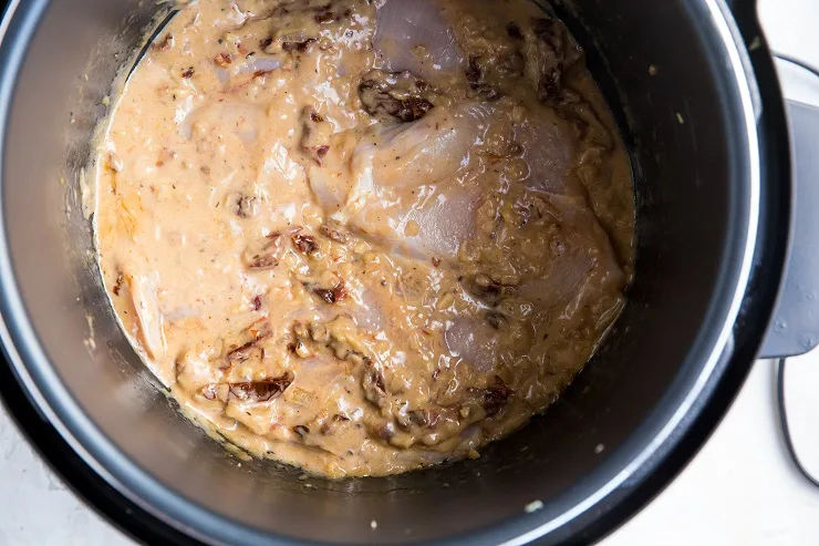 Stir everything around until the chicken is coated with sauce.