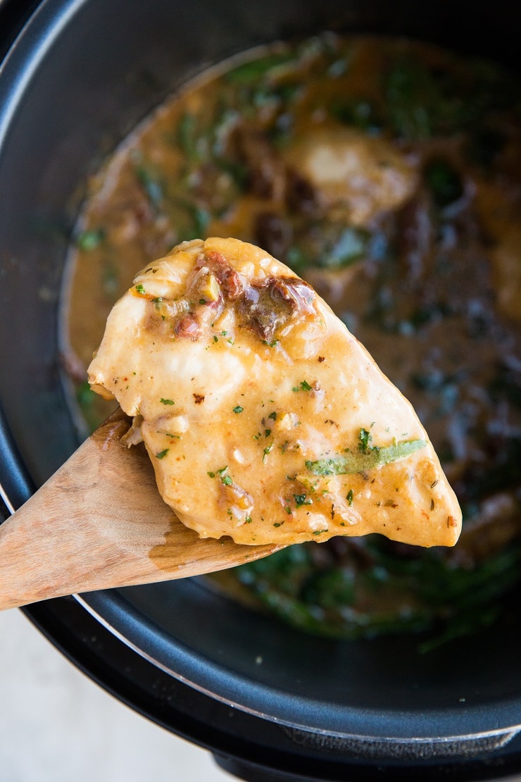 Easy creamy Tuscan Chicken made in the Instant Pot