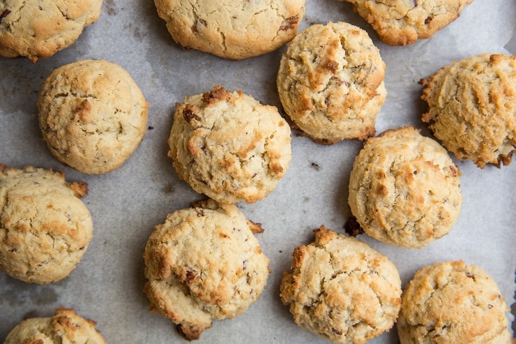 Grain-free keto pecan cookies on a baking sheet