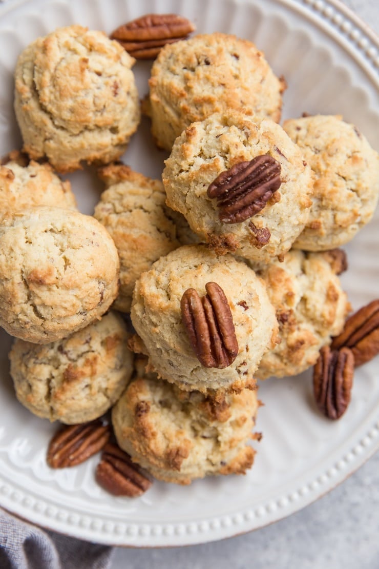 Keto Pecan Shortbread Cookies - no-slice drop shortbread cookies made with almond flour and sugar-free sweetener for a grain-free sugar-free treat