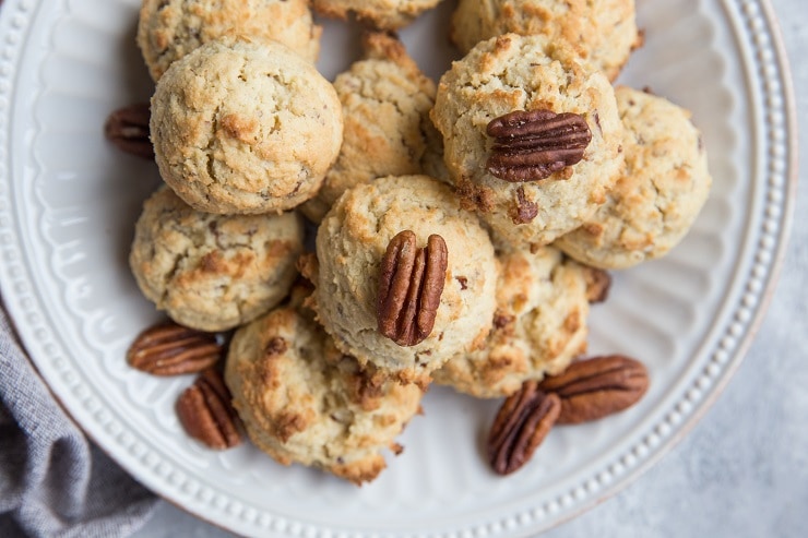Keto Butter Pecan Shortbread Cookies made with almond flour and sugar-free sweetener. Grain-free, sugar-free, delicious cookies!