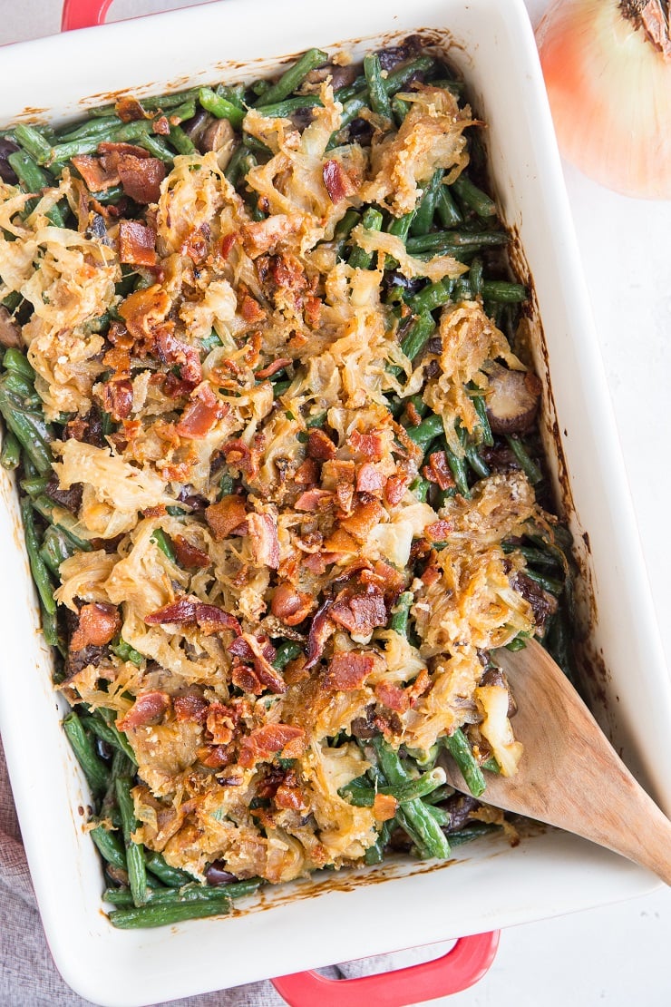 Mediterranean Green Bean Casserole (gluten-free and dairy-free) a unique twist on classic green bean casserole to keep the holidays delicious!
