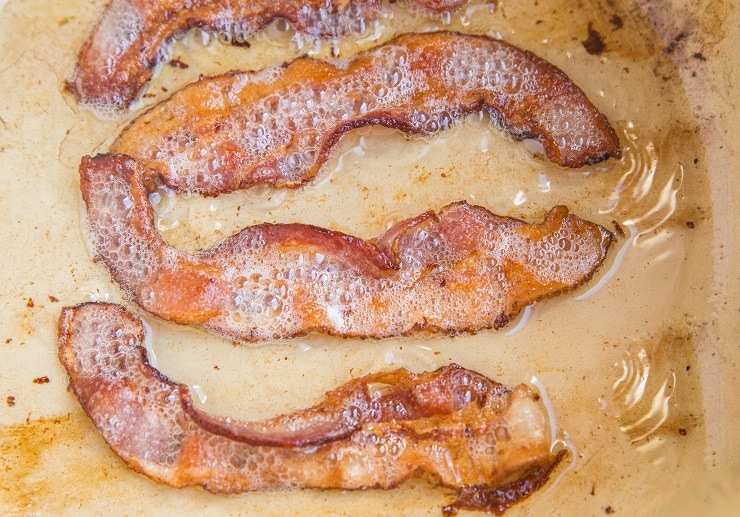 Cook the bacon in a pot or skillet until crispy
