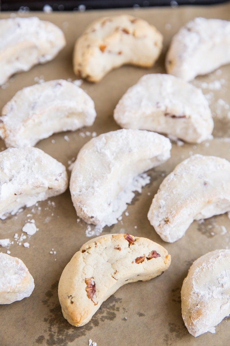Easy Paleo Mexican Wedding Cookies made grain-free with a dairy-free option. A delicious Christmas cookie recipe!