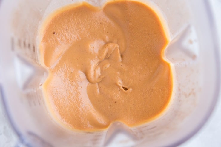 Sweet potato pie filling blended in a blender