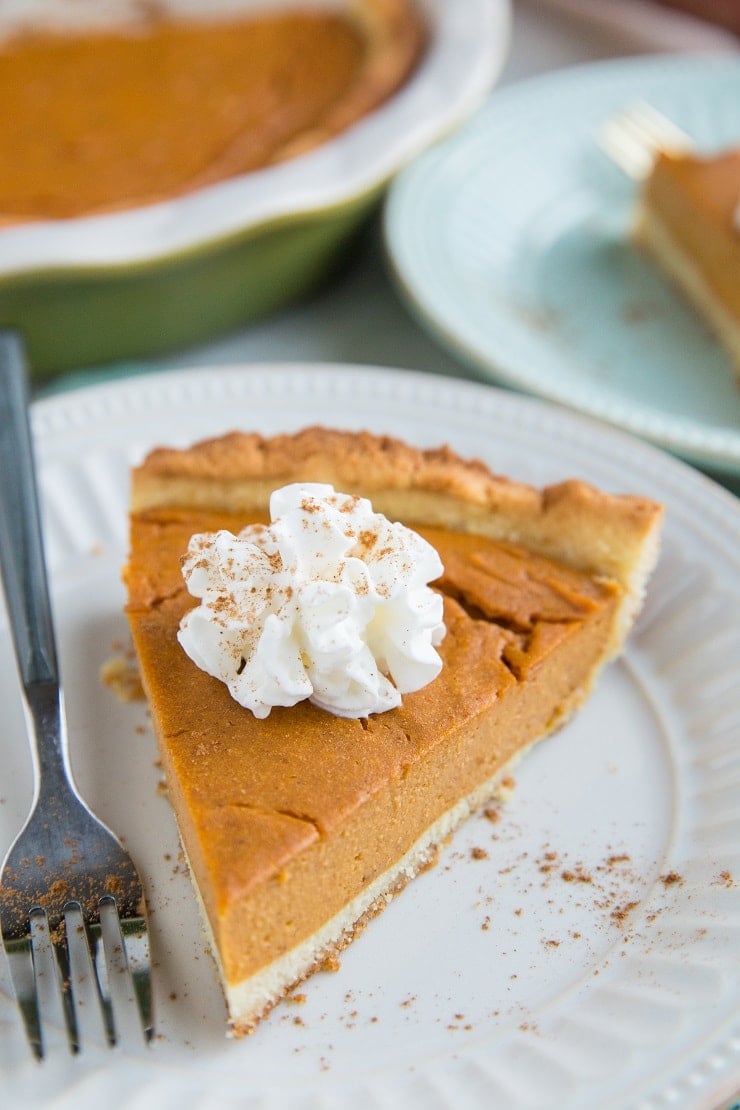 Paleo Sweet Potato Pie - grain-free, refined sugar-free, dairy-free healthier pie recipe. Make it during the fall and winter and for any holiday feast!