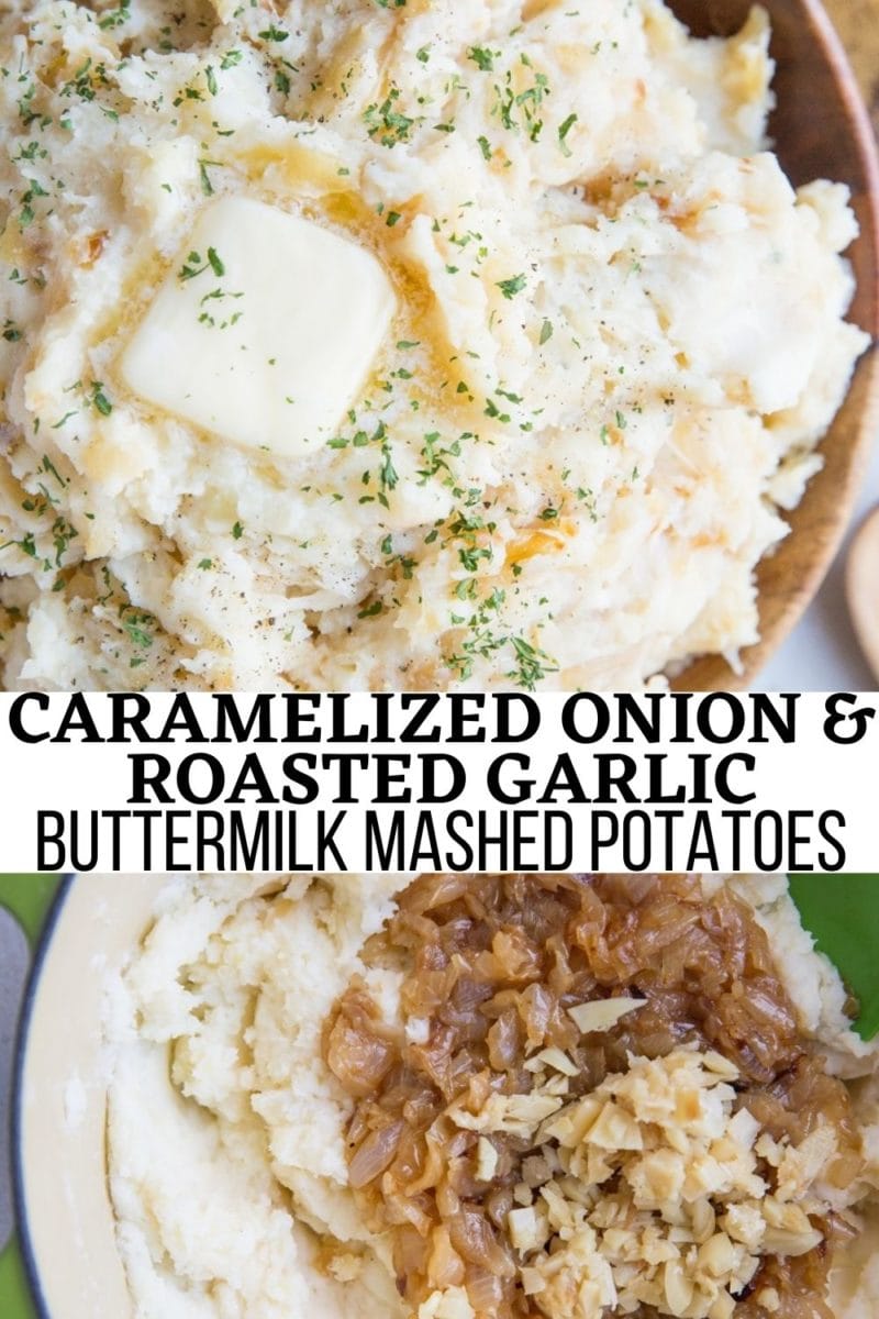 Caramelized Onion and Roasted Garlic Buttermilk Mashed Potatoes with Parmesan turn any meal into an amazing experience! An incredible side dish for any occasion!