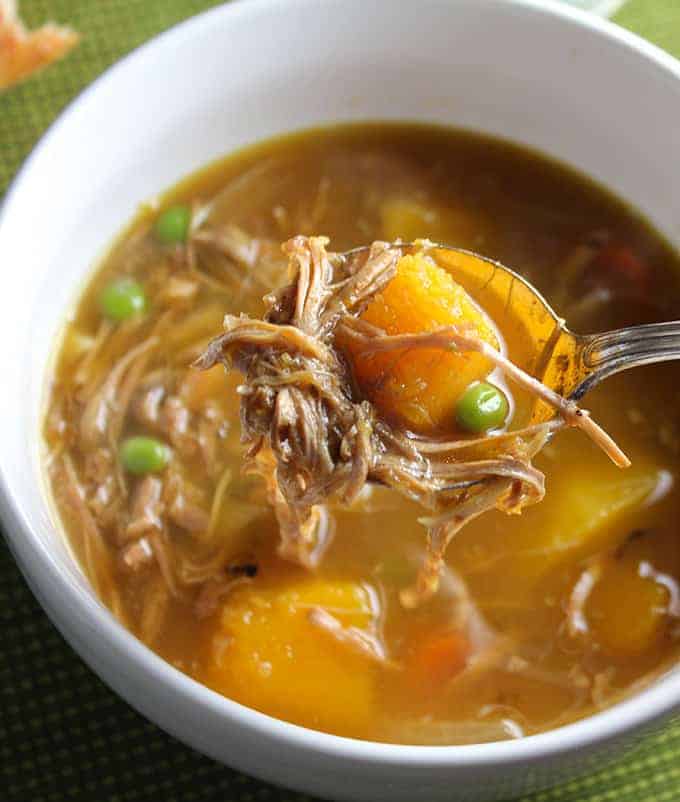 This hearty and flavorful Leftover Turkey Stew with Butternut Squash recipe is a great way to use turkey remaining after a holiday feast!