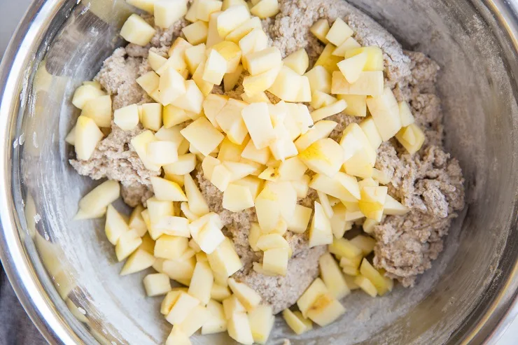 Use your hands to mix in the chopped apple