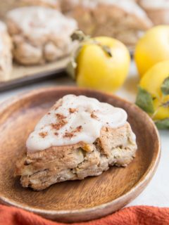 Vegan Apple Scones - gluten-free, dairy-free, delicious healthier scone recipe with an amazing maple cinnamon glaze. A lovely breakfast or snack!