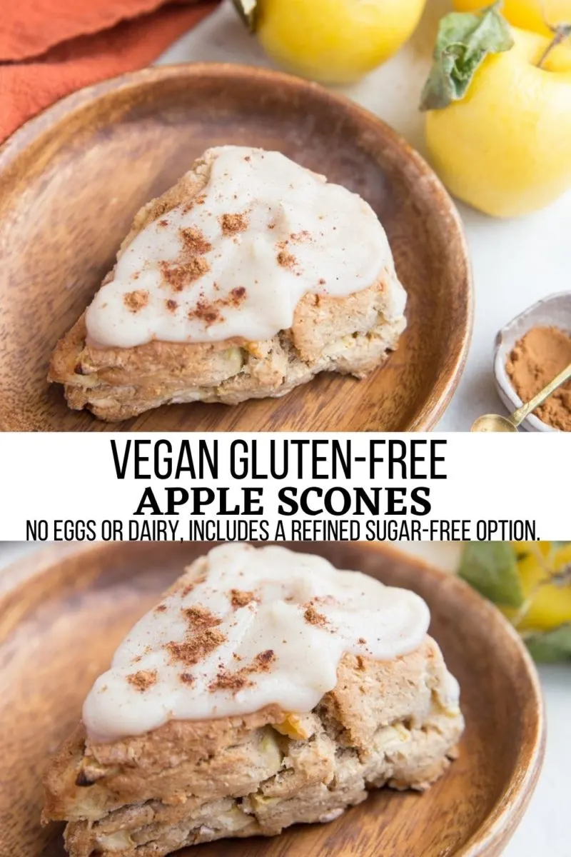 Vegan Gluten-Free Apple Scones - egg-free, dairy-free, refined sugar-free, delicious apple cinnamon scones! Super easy to make!