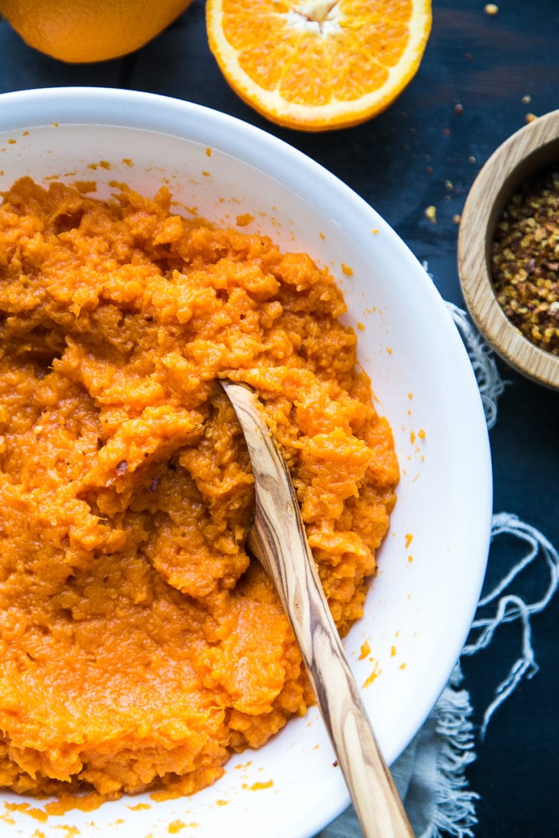 Mashed orange sweet potatoes