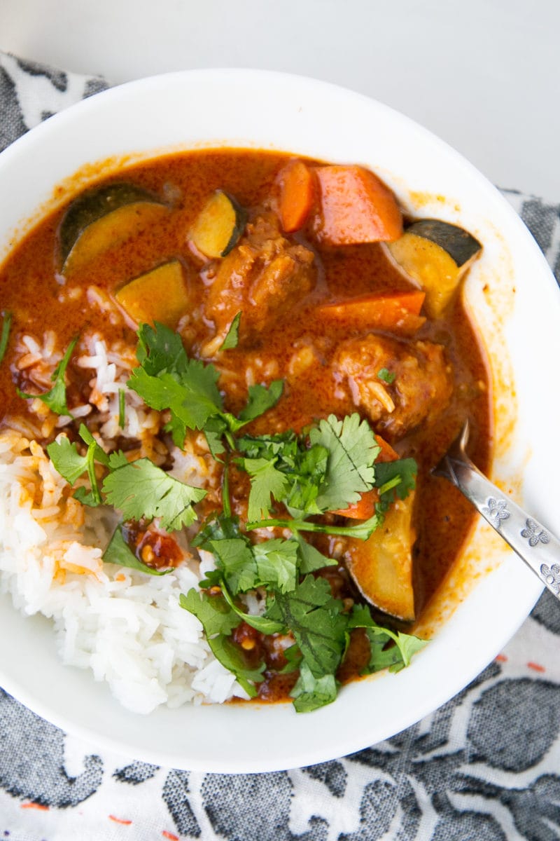 Thai Peanut Turkey Meatball Curry 